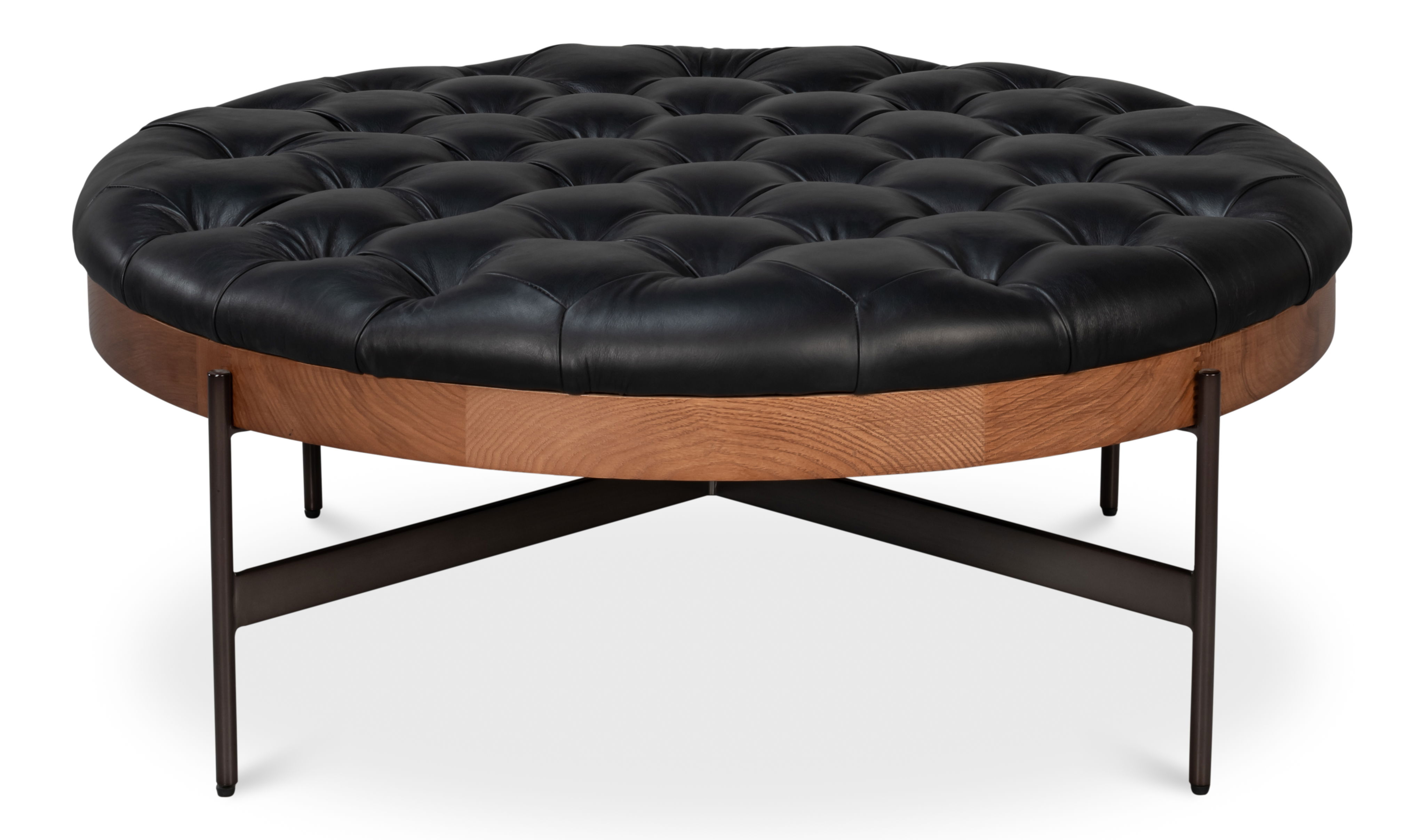 Corbet Cocktail Ottoman Onyx Black Lthr large image 