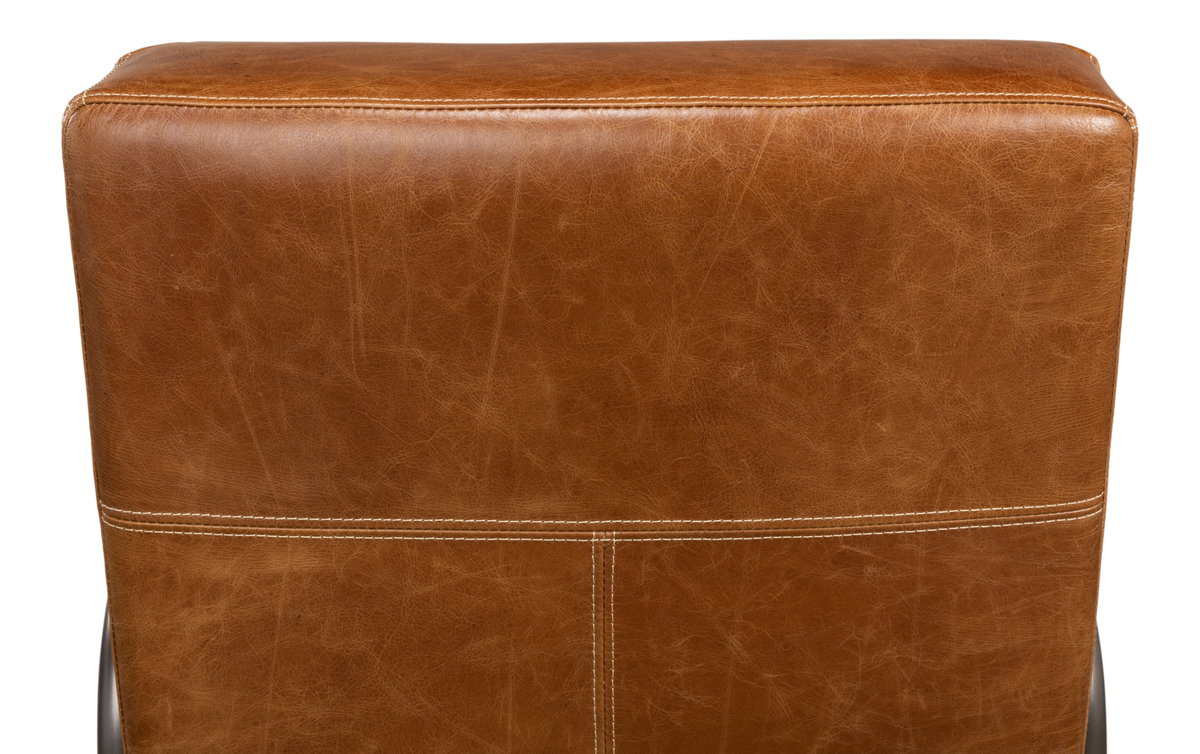Beverly Hills Chair  Cuba Brown Leather, by Sarreid, 2'9" length x 2'4" width x 2'9" height View 4