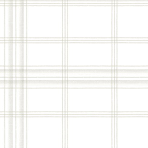 Charter Plaid Off White Wallpaper