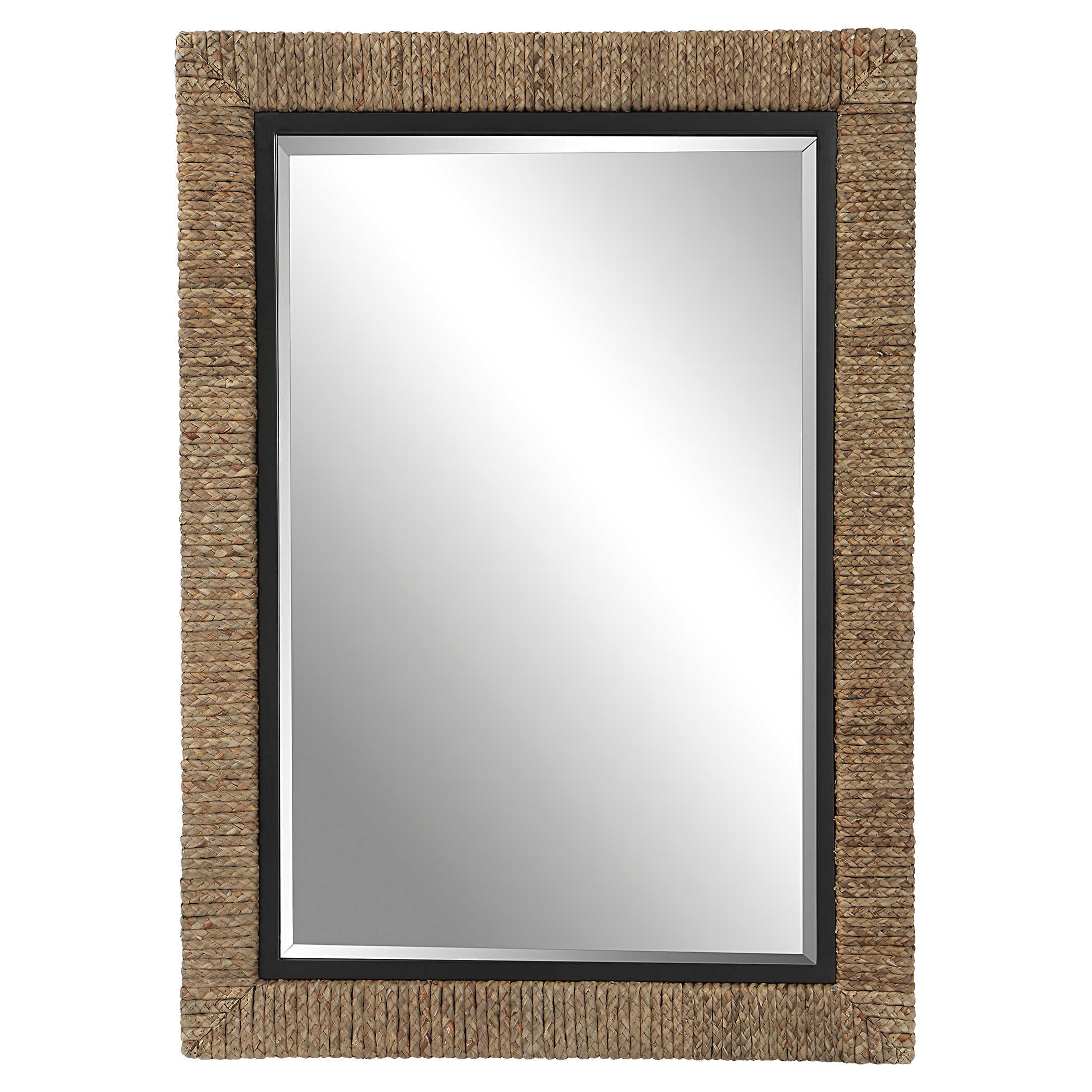 Island Braided Straw Mirror, by Uttermost, 29.5" width x 41.37" height x 2" depth View 1