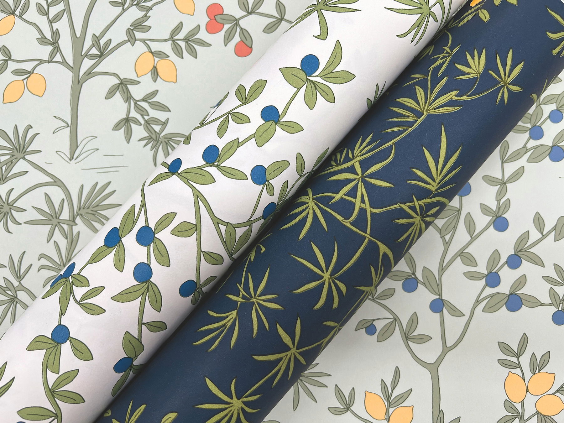 Lemon Grove White Peel & Stick Wallpaper large image 