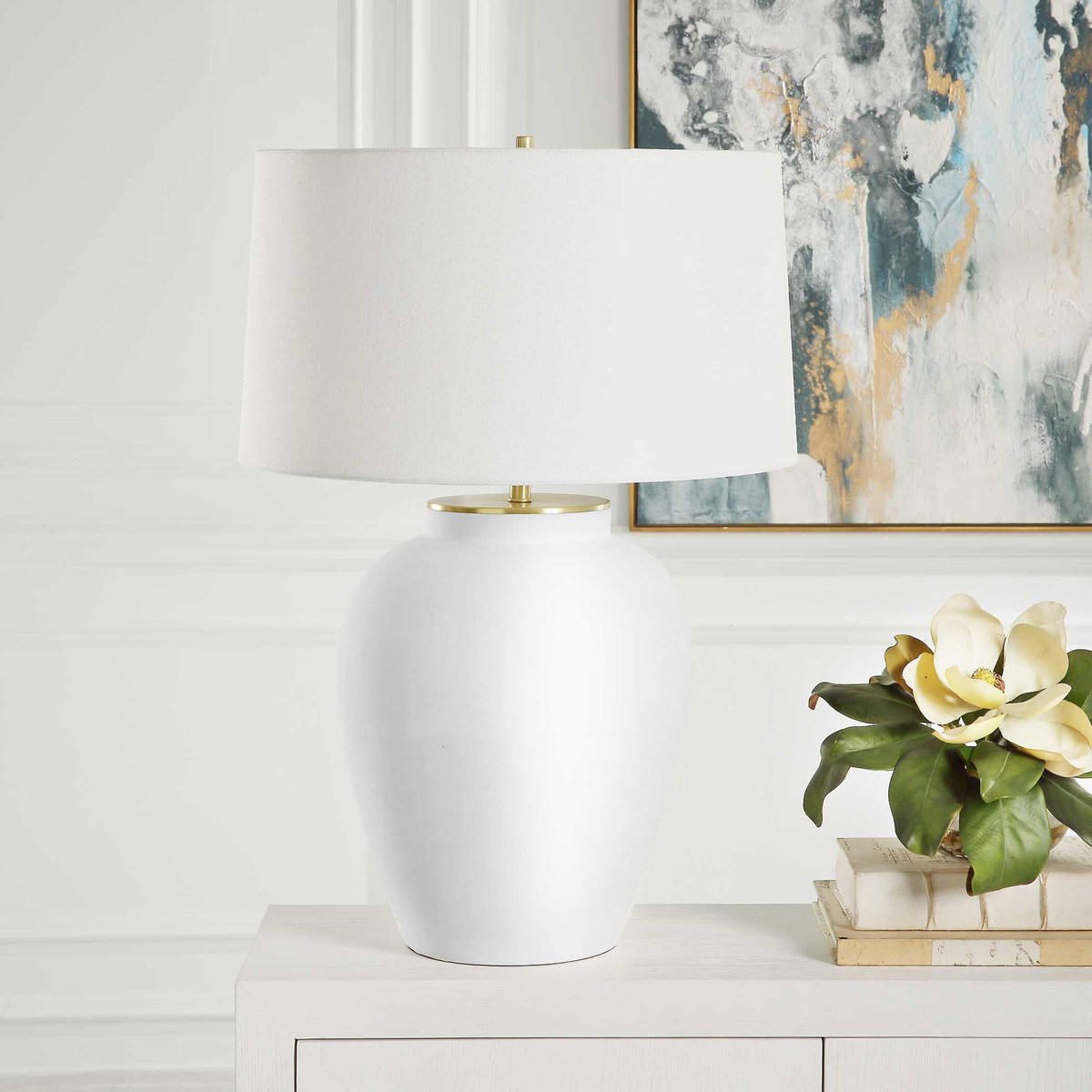 Adelaide White Table Lamp, by Uttermost, 20" width x 29" height x 20" depth View 4