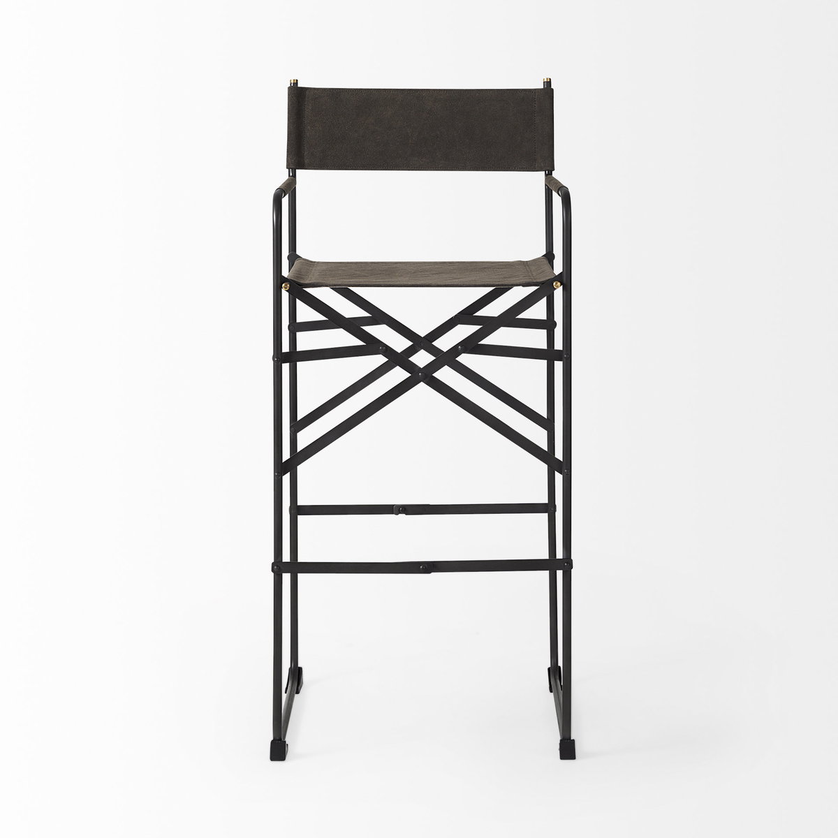 Direttore Backless 44.3in Seat Bar Stool | Brown/Gray Suede with Metal, Counter & Bar Stool by Mercana, 19.3" length x 20" width x 44.25" height View 3
