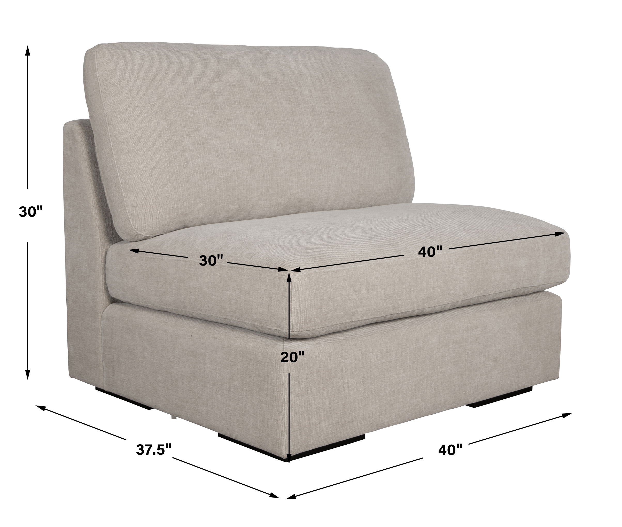 Refuge Armless Sand Sofa, Furniture by Uttermost, 40" width x 30" height x 37.5" depth View 3