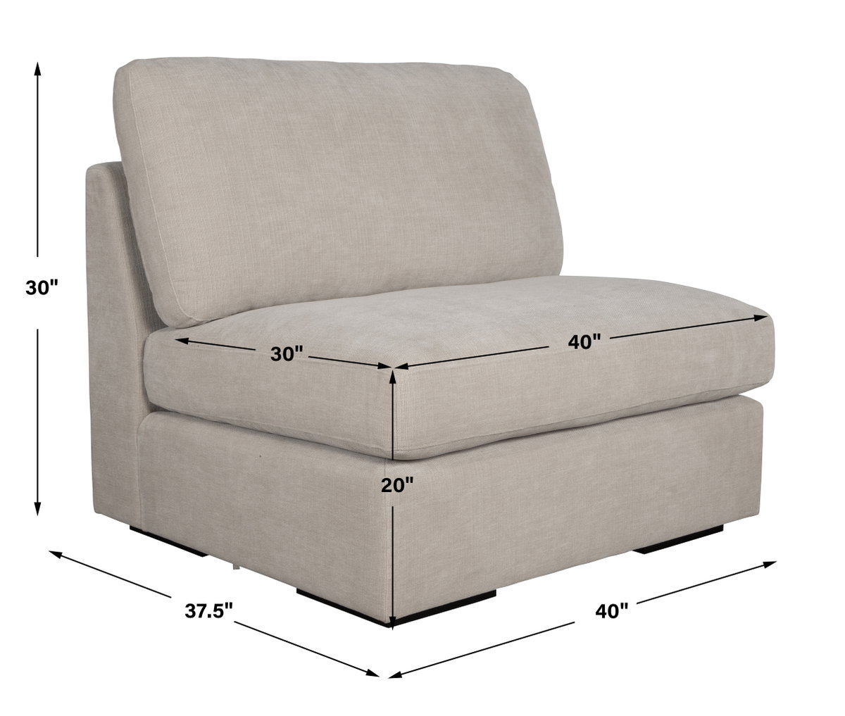 Refuge Armless Sand Sofa, Sofas & Sectional by Uttermost, 40" width x 30" height x 37.5" depth View 3