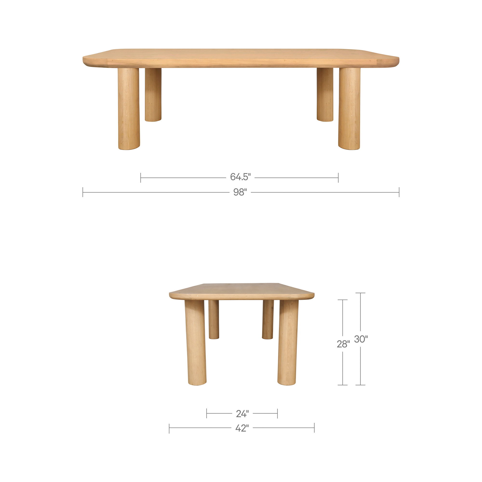 Anders Dining Table Large Natural, by Moe's Home, 98" width x 30" height x 42" depth View 8