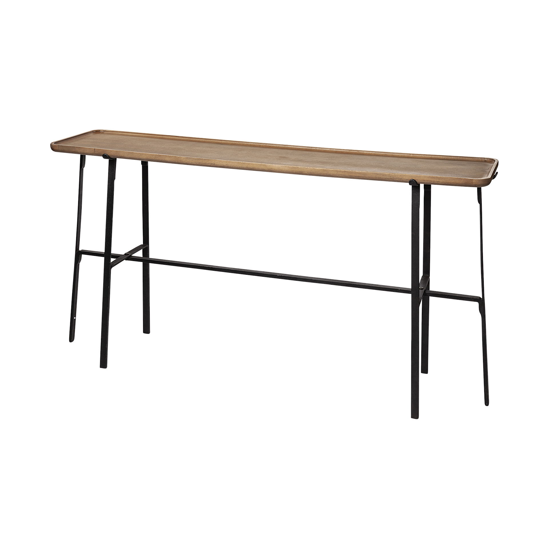 Helios II 60L x 14W x 29H Rectangular Brown Raised Edge Top Console Table large image 