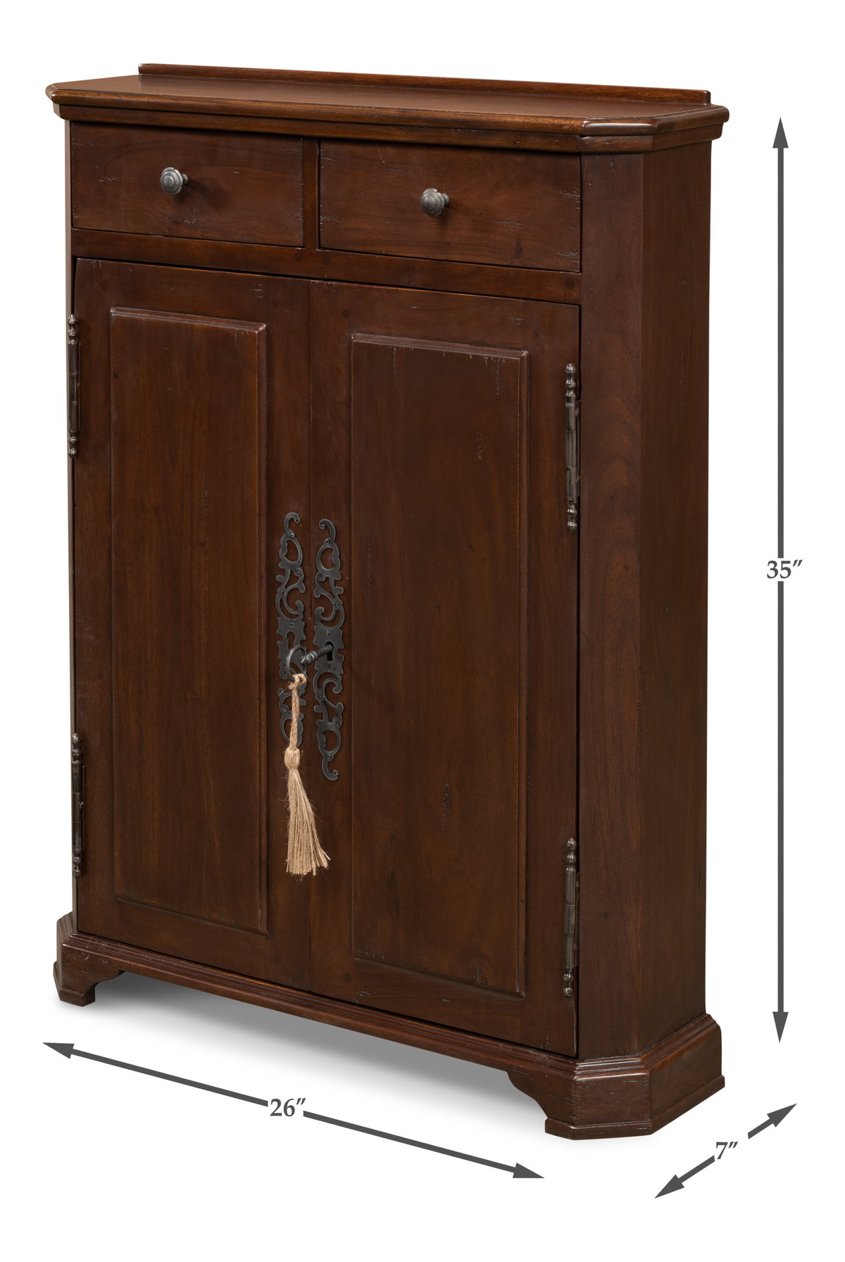 Austrian Hall Cabinet  Walnut, by Sarreid, 7" length x 2'2" width x 2'11" height View 15