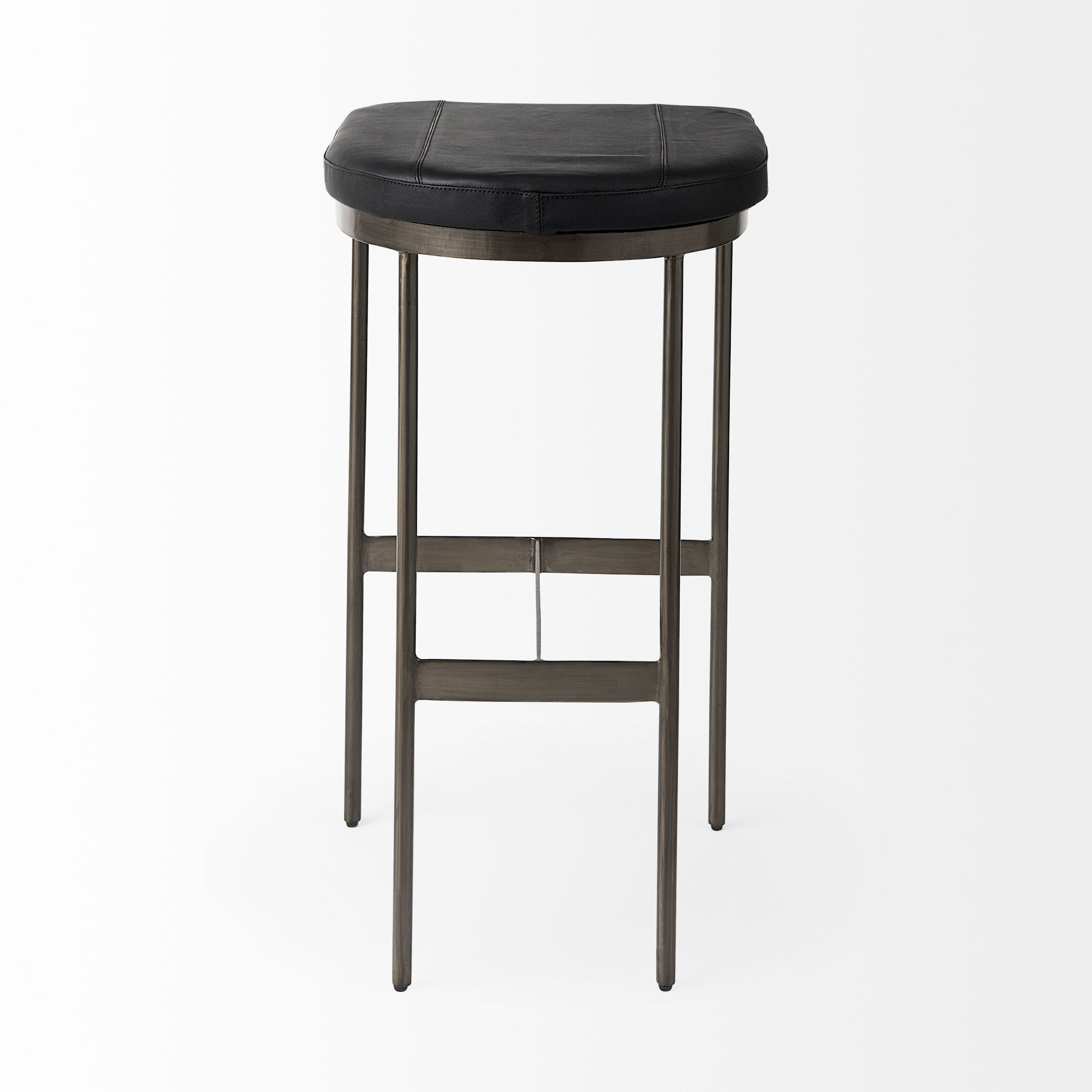 Millie 16.75L x 17.75W x 30.25H Black Leather Seat with Metal Frame Bar Stool large image 