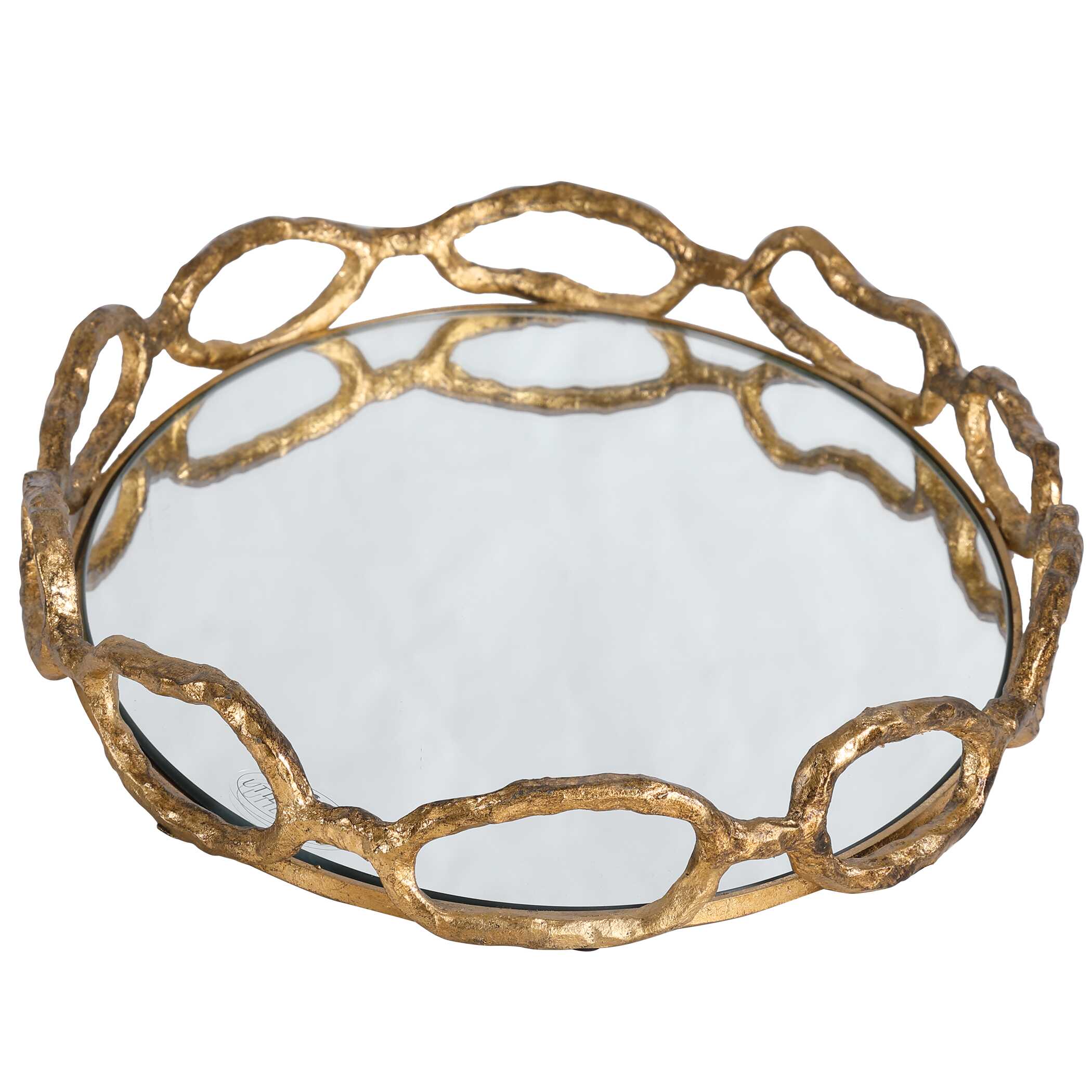 Cable Chain Mirrored Tray, Decorative by Uttermost, 18.62" width x 2.37" height x 12.87" depth View 5