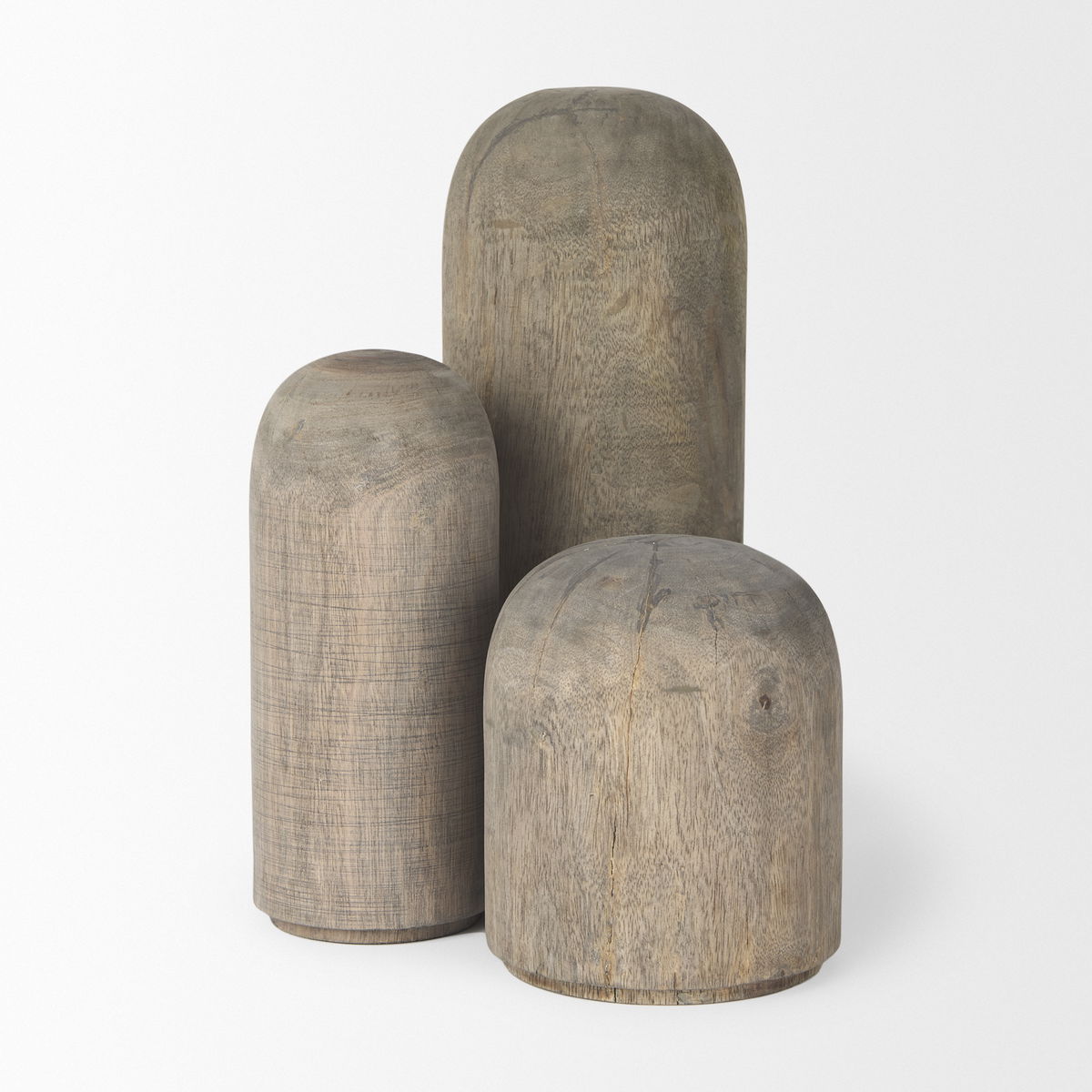 Knox Short Gray-Wash Wood Decorative Object, by Mercana, 6" length x 6" width x 7" height View 7
