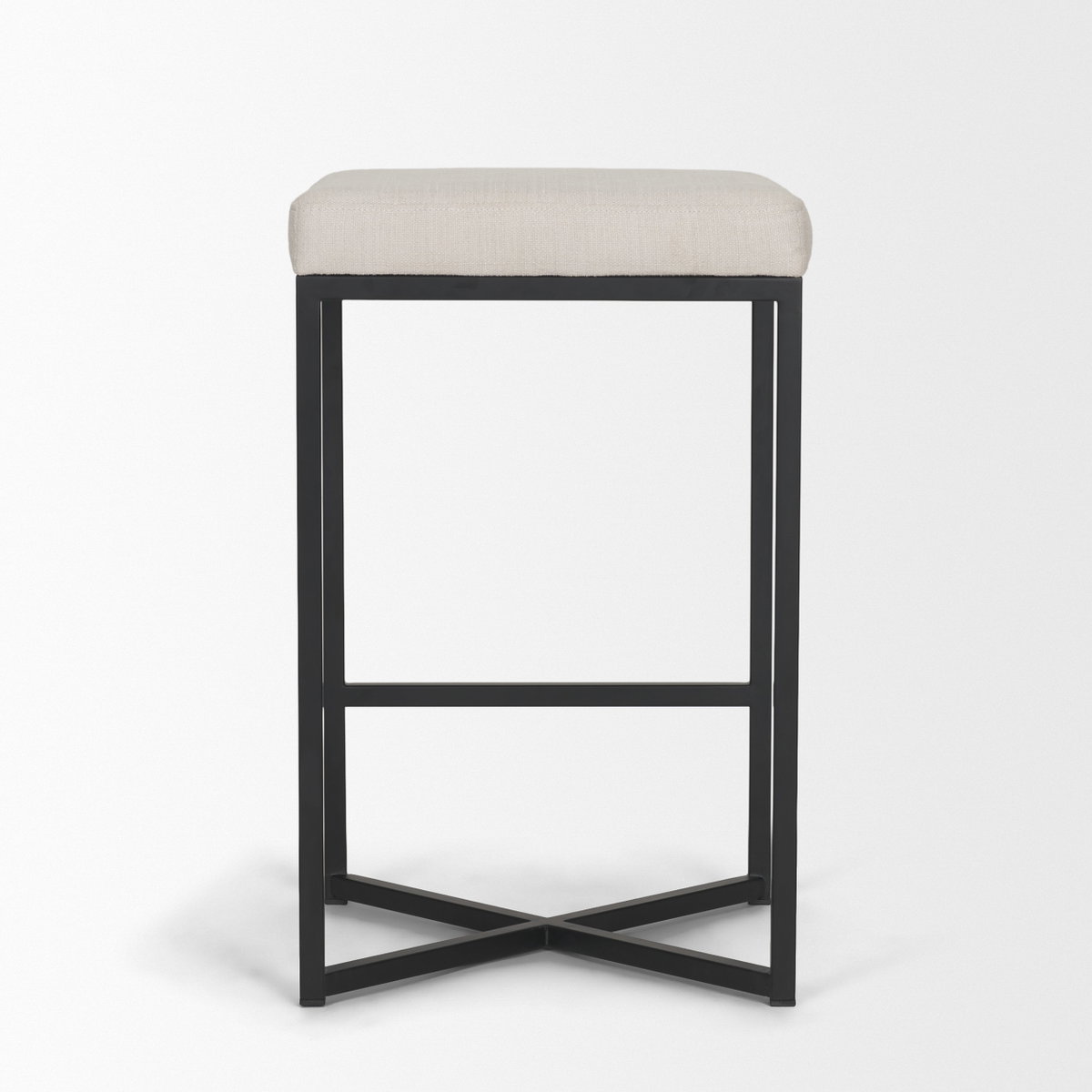 Frodo Backless 26.5in Seat Counter Stool | Counter White Fabric, Counter & Bar Stool by Mercana, 16.5" length x 16.5" width x 26.5" height View 8