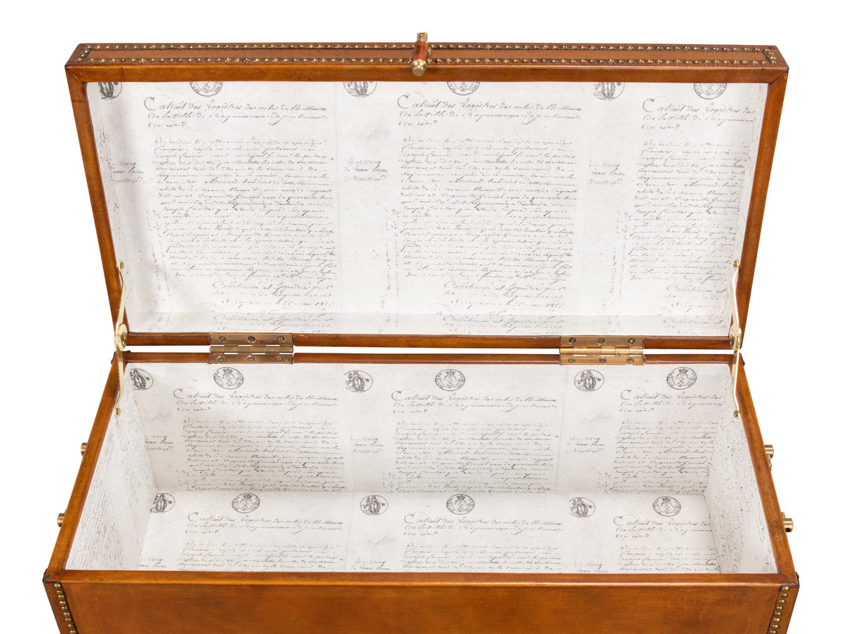 Remington Leather Box On Stand, by Sarreid, 1' length x 2' width x 2' height View 11