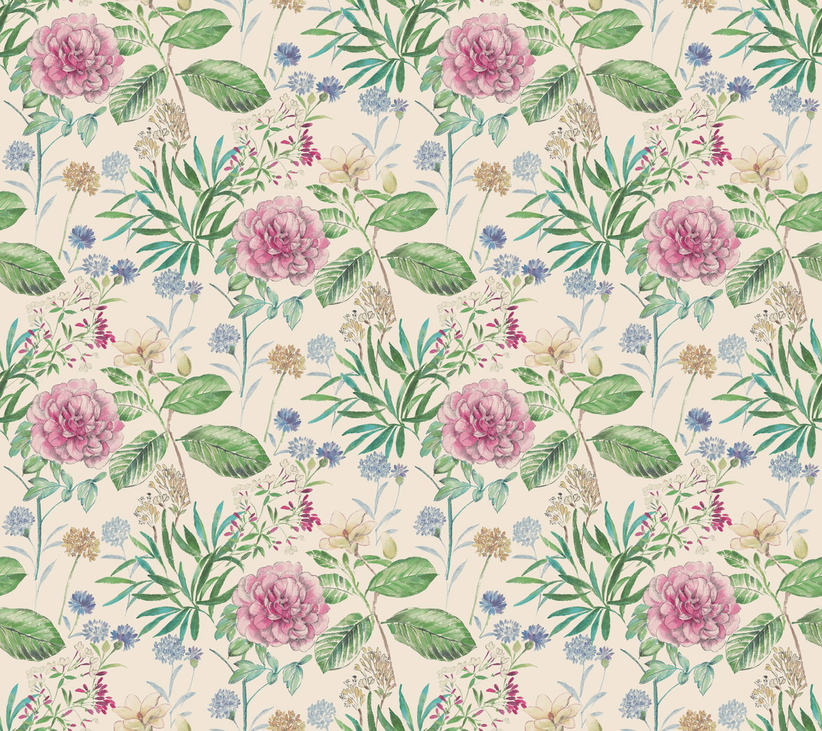 Midsummer Floral Pink Wallpaper, by York Wall, 27' length x 2'3" width x 0.02" depth