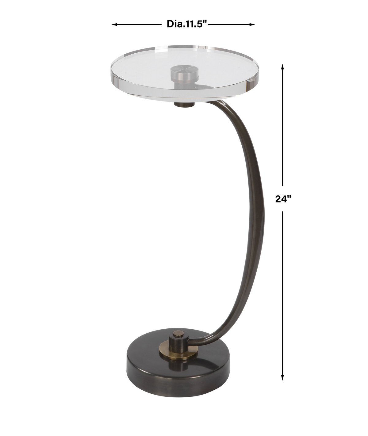 Waveney Bronze Drink Table, Side & End Table by Uttermost, 11.5" width x 24" height x 11.5" depth View 3
