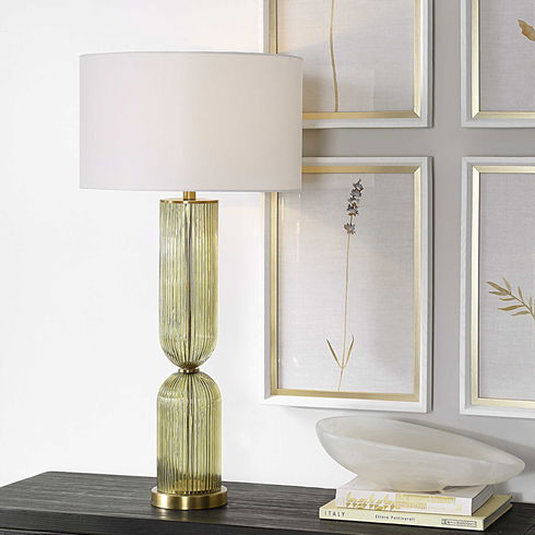Mirah Olive Glass Table Lamp