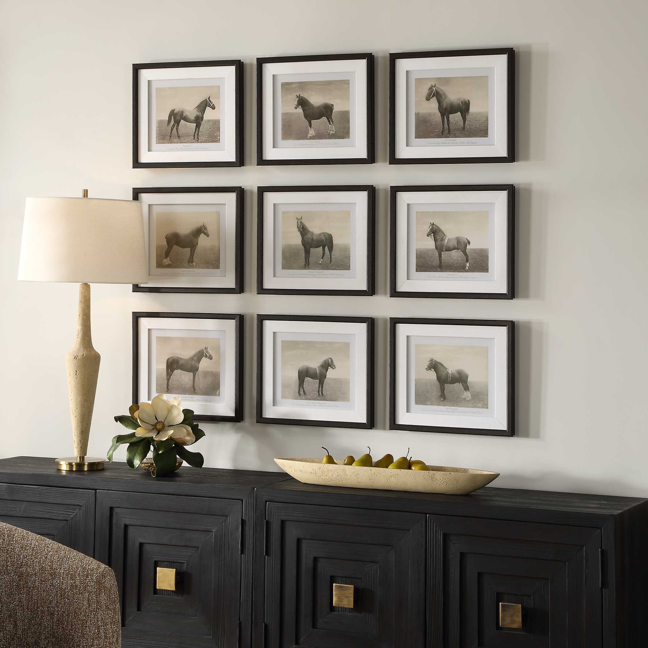 Equine Dynasty Framed Prints Set/9, Painting by Uttermost, 15.87" width x 13.87" height x 1.5" depth View 4