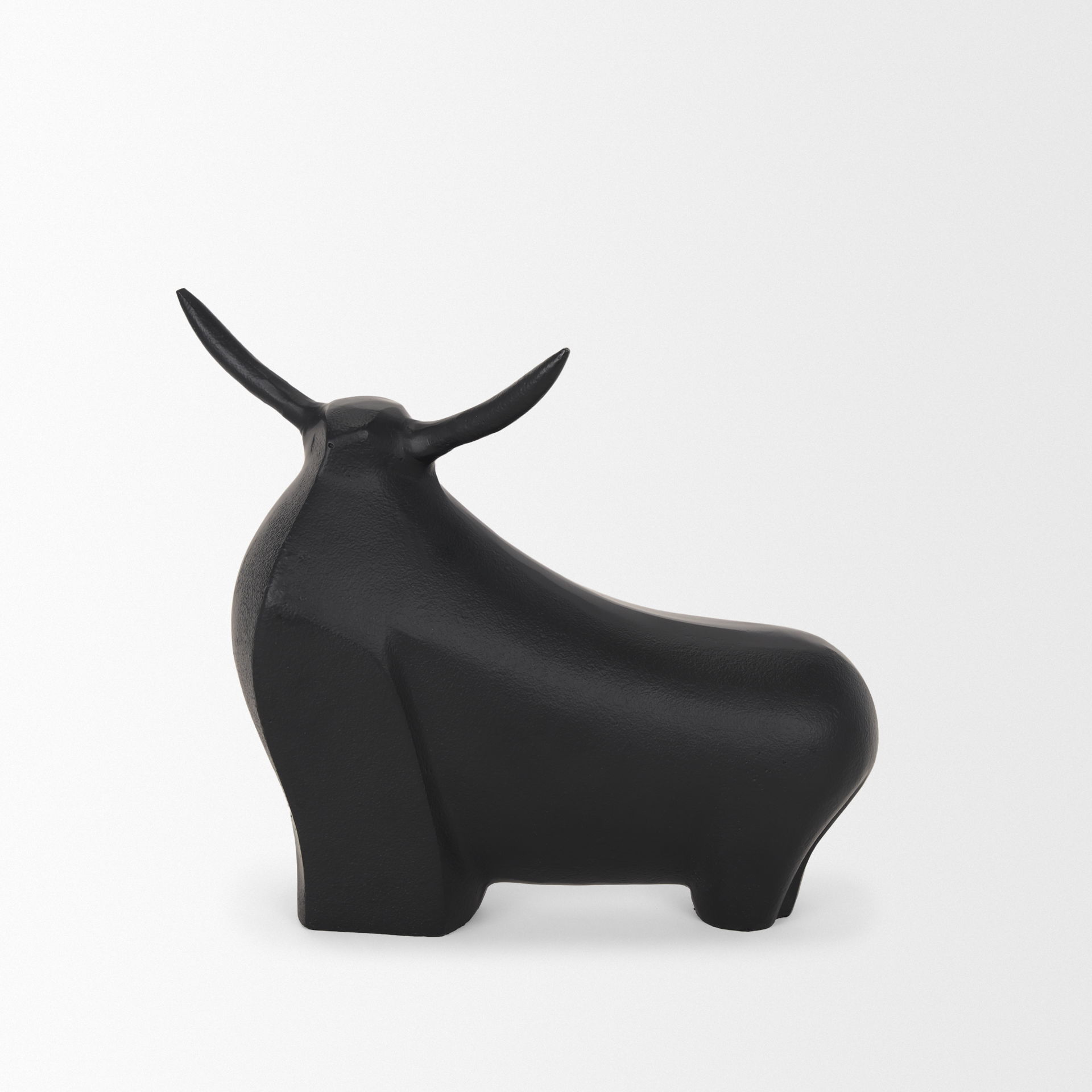 Radu Large Matte Black Metal Bull Decorative Object, by Mercana, 12.6" length x 4.75" width x 10.5" height View 4