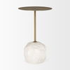 Rini Gold Metal and White Marble Accent Table, Side & End Table by Mercana, 15" length x 15" width x 24.5" height thumbnail 5