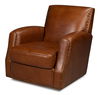 Taft Leather Swivel Chair, Havana Brown, Seating by Sarreid, 32" length x 30" width x 33" height thumbnail 1