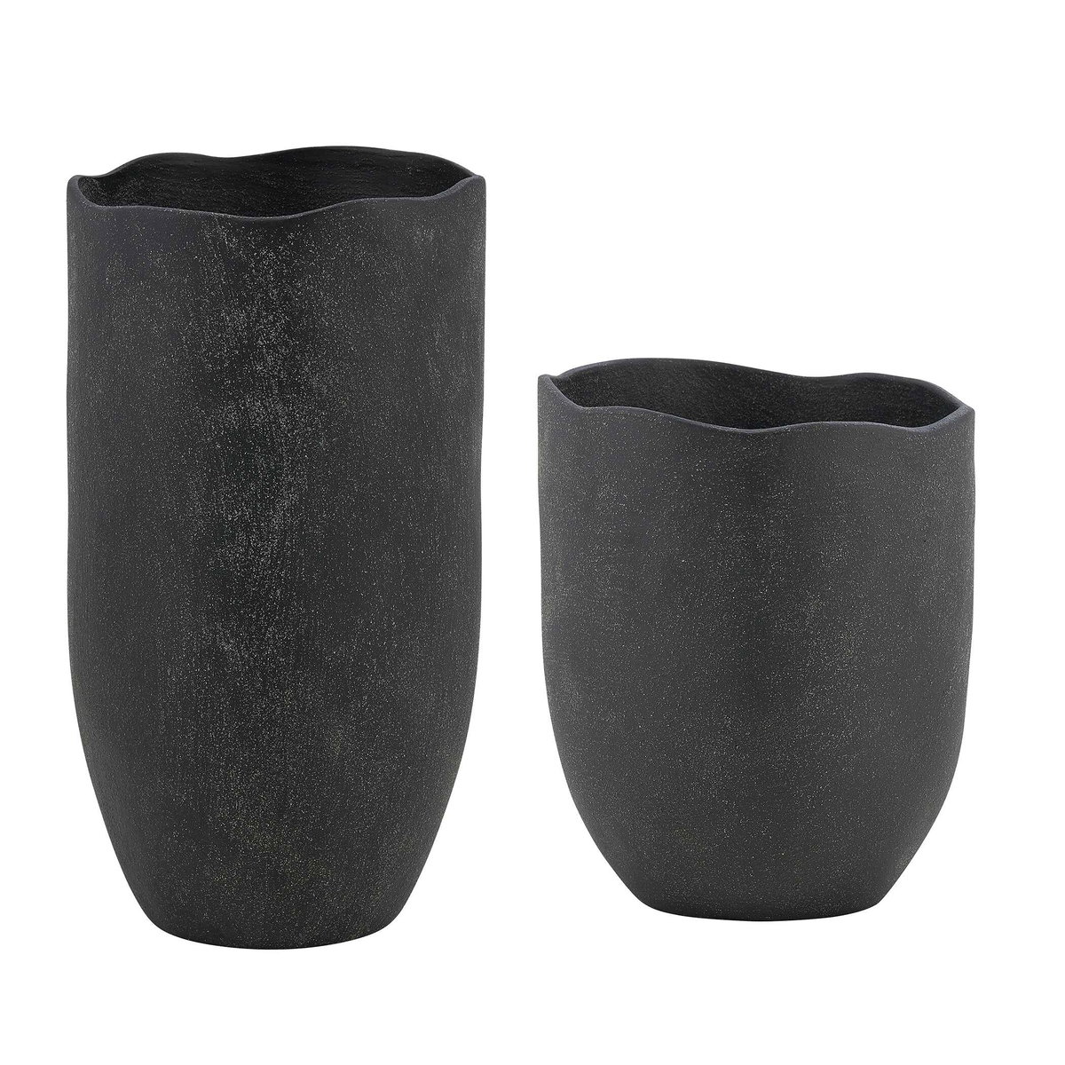 Komorebi Indoor-Outdoor Black Vases Set/2, by Uttermost, 9" width x 17" height x 9" depth View 3