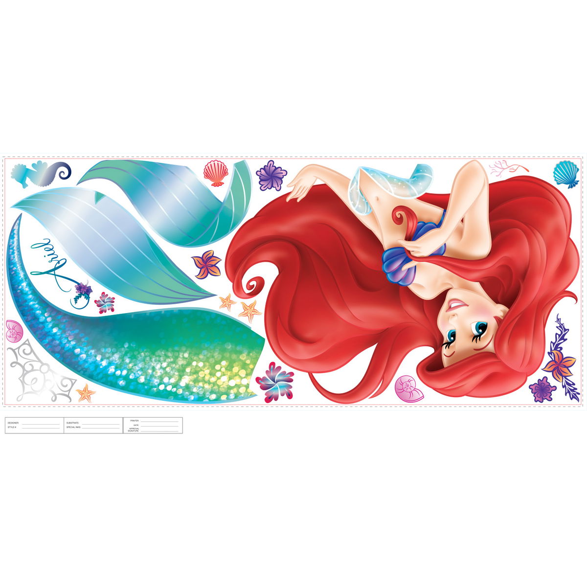 The Little Mermaid Giant Wall Decals, by York Wall, 3'3.6" length x 1'6" width x 0.02" depth