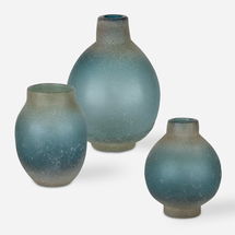 Online Designer Dining Room Mercede Weathered Blue-Green Vases S/3