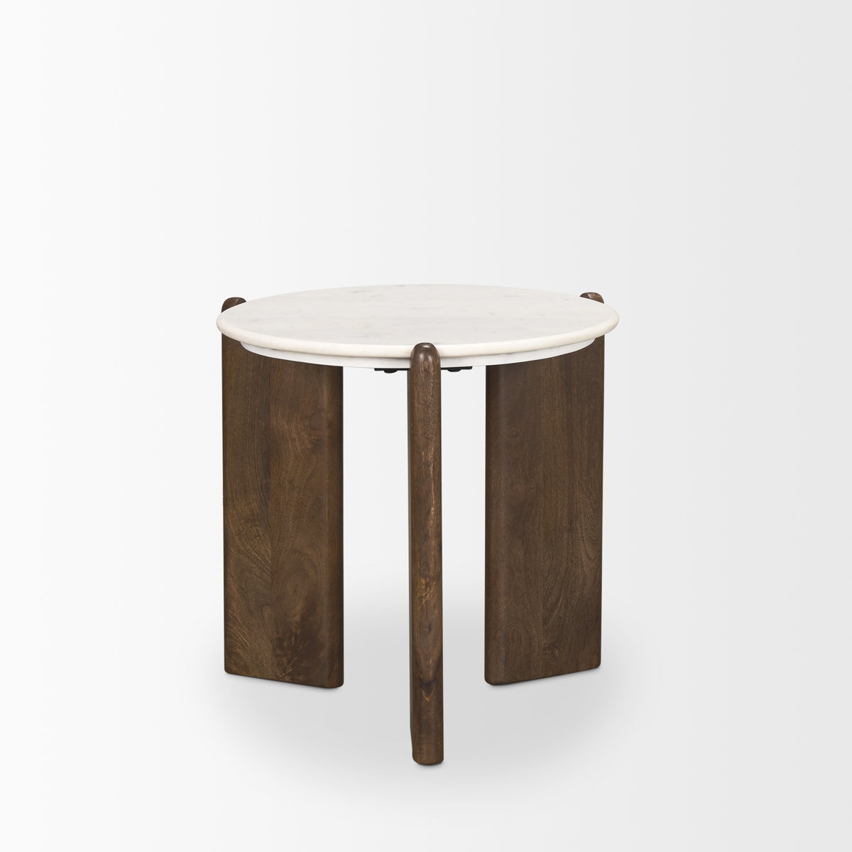 Rumer Dark Brown Wood with White Marble Side Table, Side & End Table by Mercana, 21" length x 21" width x 20" height View 5