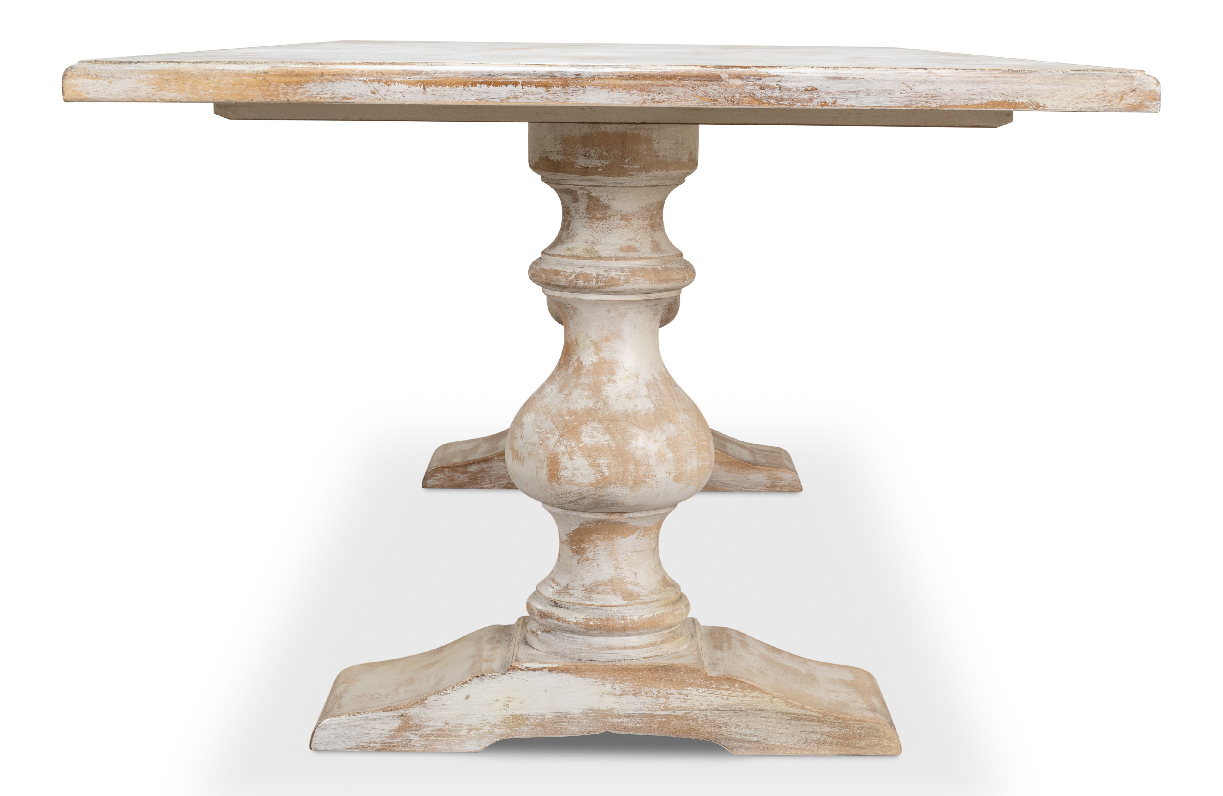 *Lionisio Trestle Table,Disrupted White, Dining Table by Sarreid, 84" length x 41" width x 30" height View 5