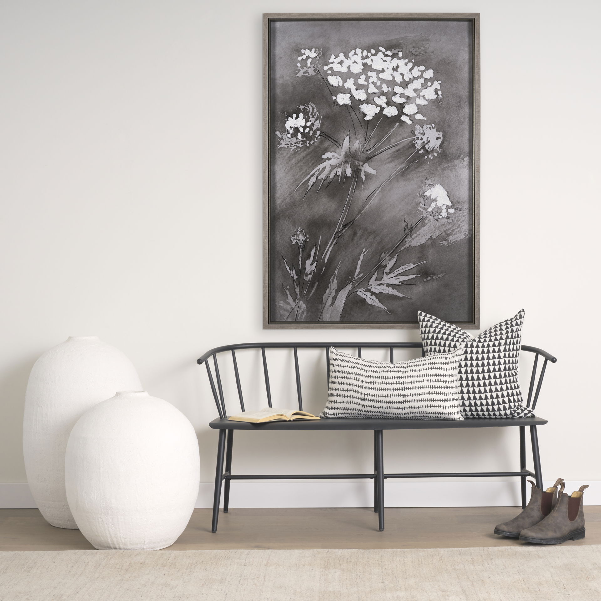 Karakum II Large White Textured Ceramic Vase large image 