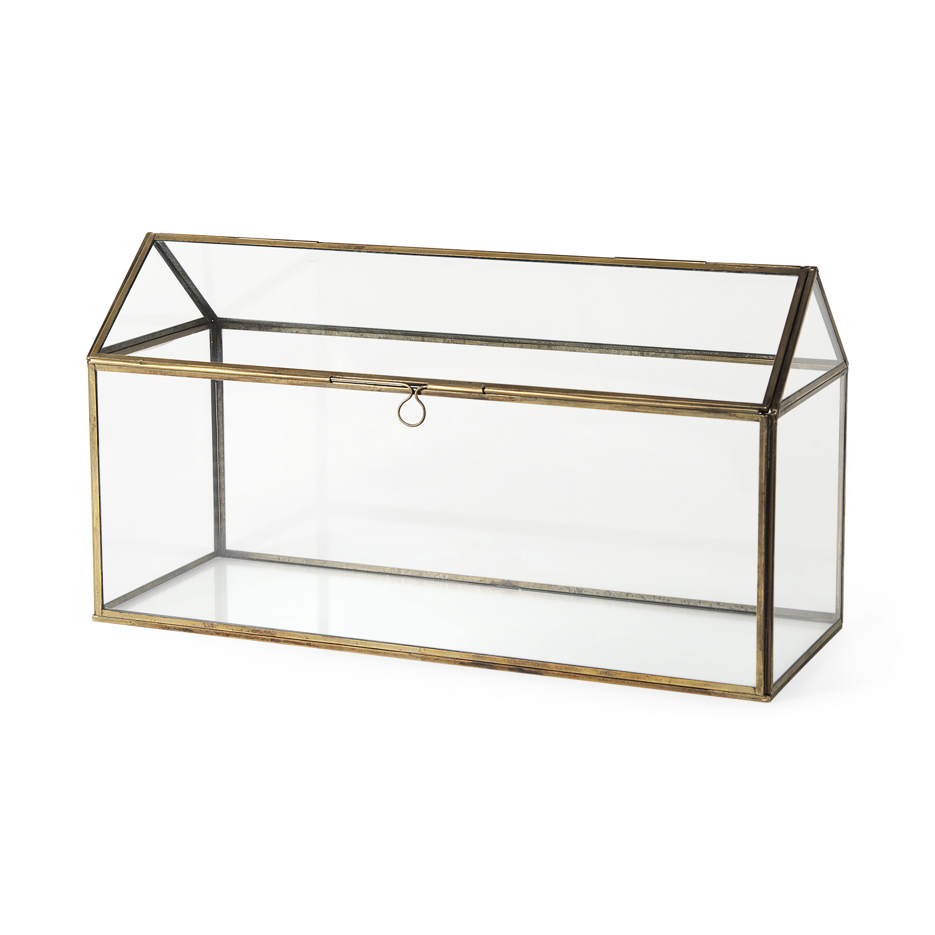 Hutt 16L x 6W x 9H Gold Glass Terrarium Box, Boxe by Mercana, 16.14" length x 5.91" width x 9.06" height View 1