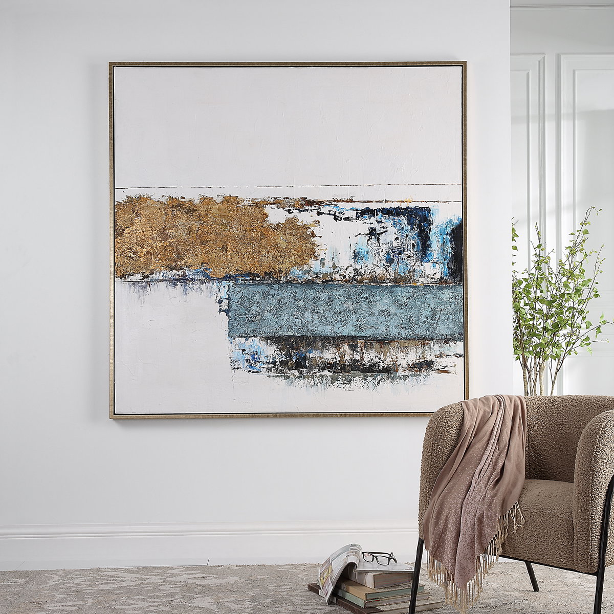 Stacked Against Hand Painted Canvas, Art by Uttermost, 61.75" width x 61.75" height x 1.75" depth View 2