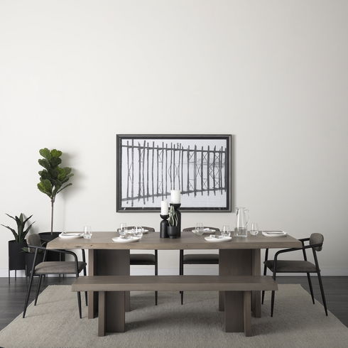 Langston Brown Faux-Leather Seat Black Iron Frame Dining Chair