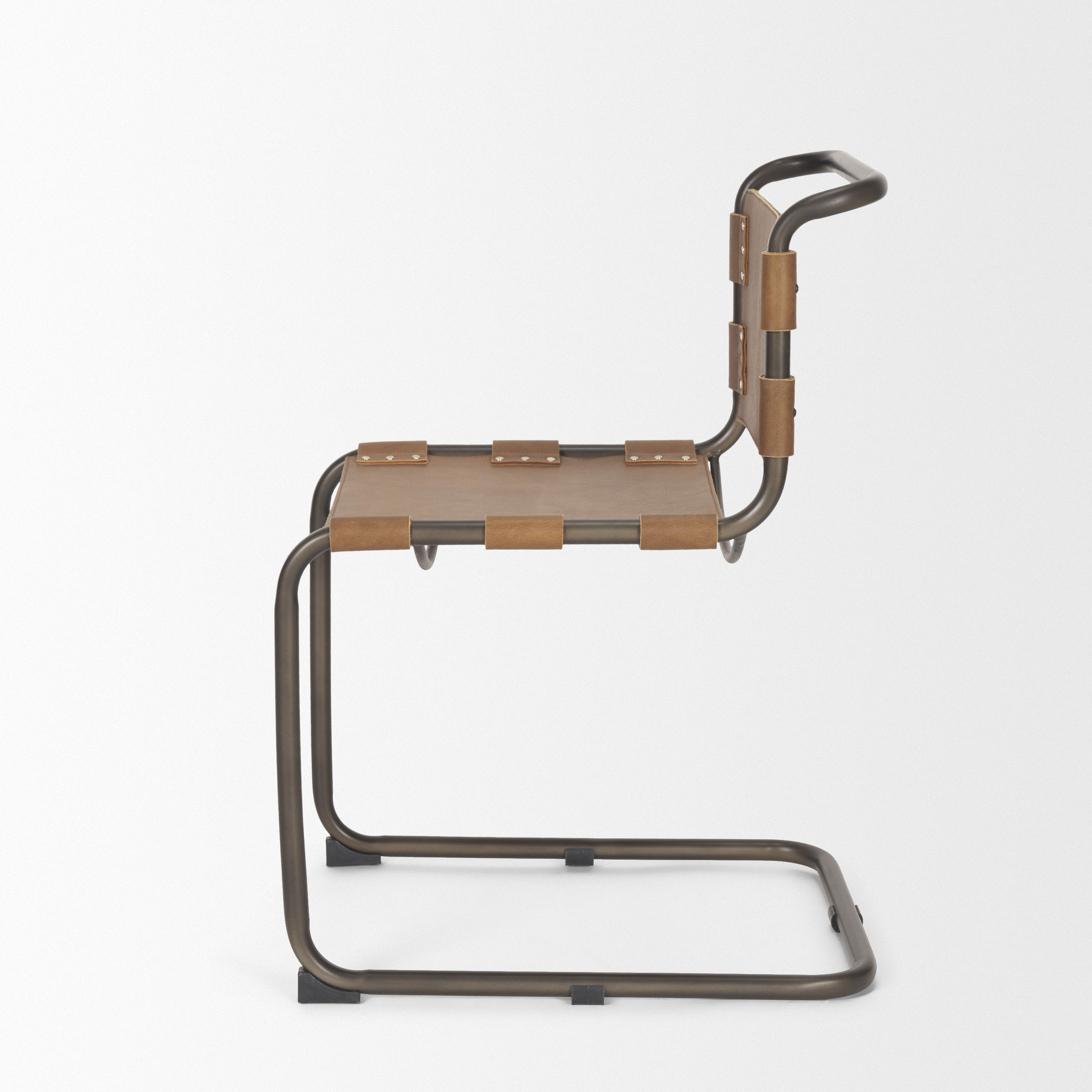 Berbick 33' Total Height Medium Brown Leather with Iron Frame Dining Chair large image 