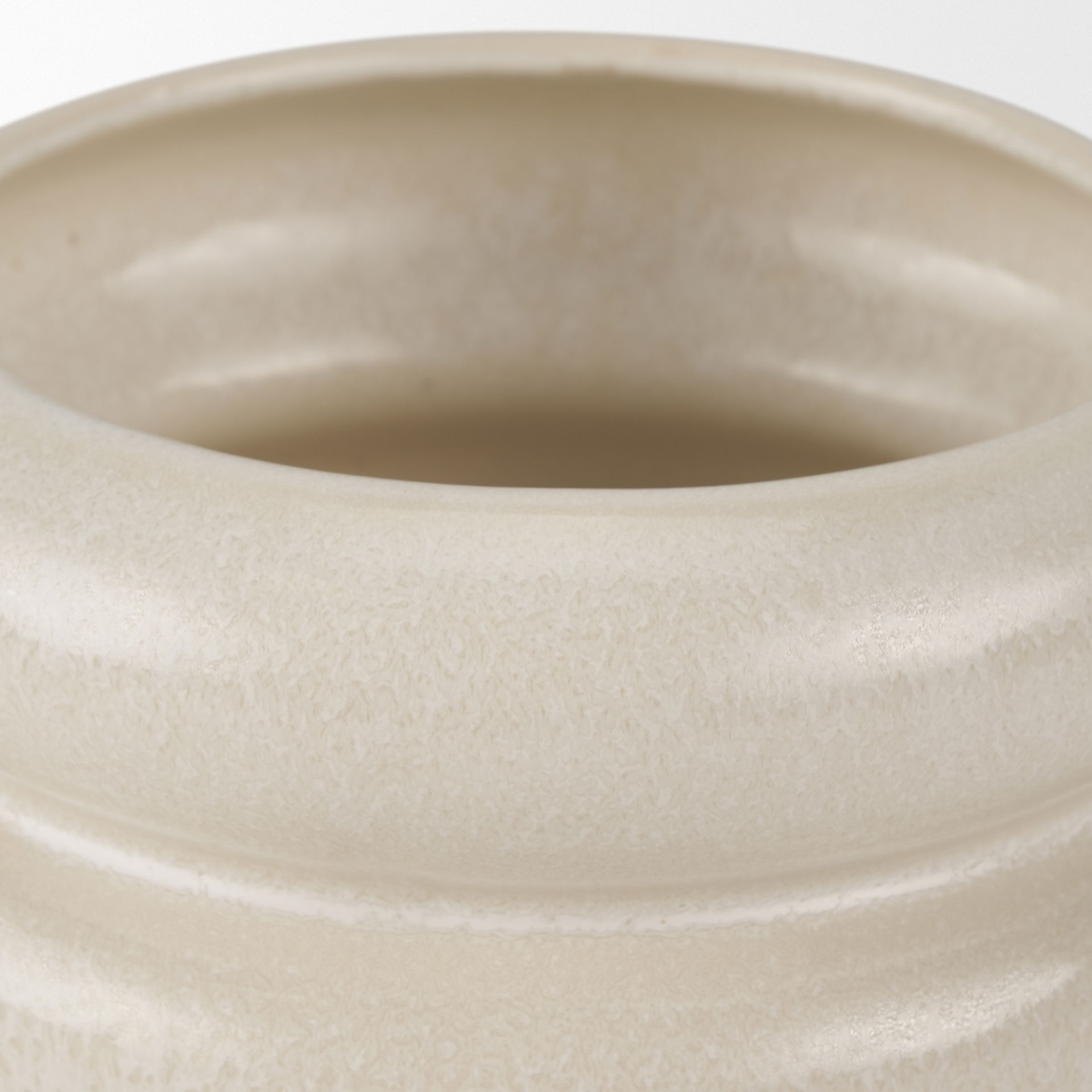 Twyla Short Cream Glazed Ring Pot, Vase by Mercana, 7.09" length x 7.09" width x 3.54" height View 6