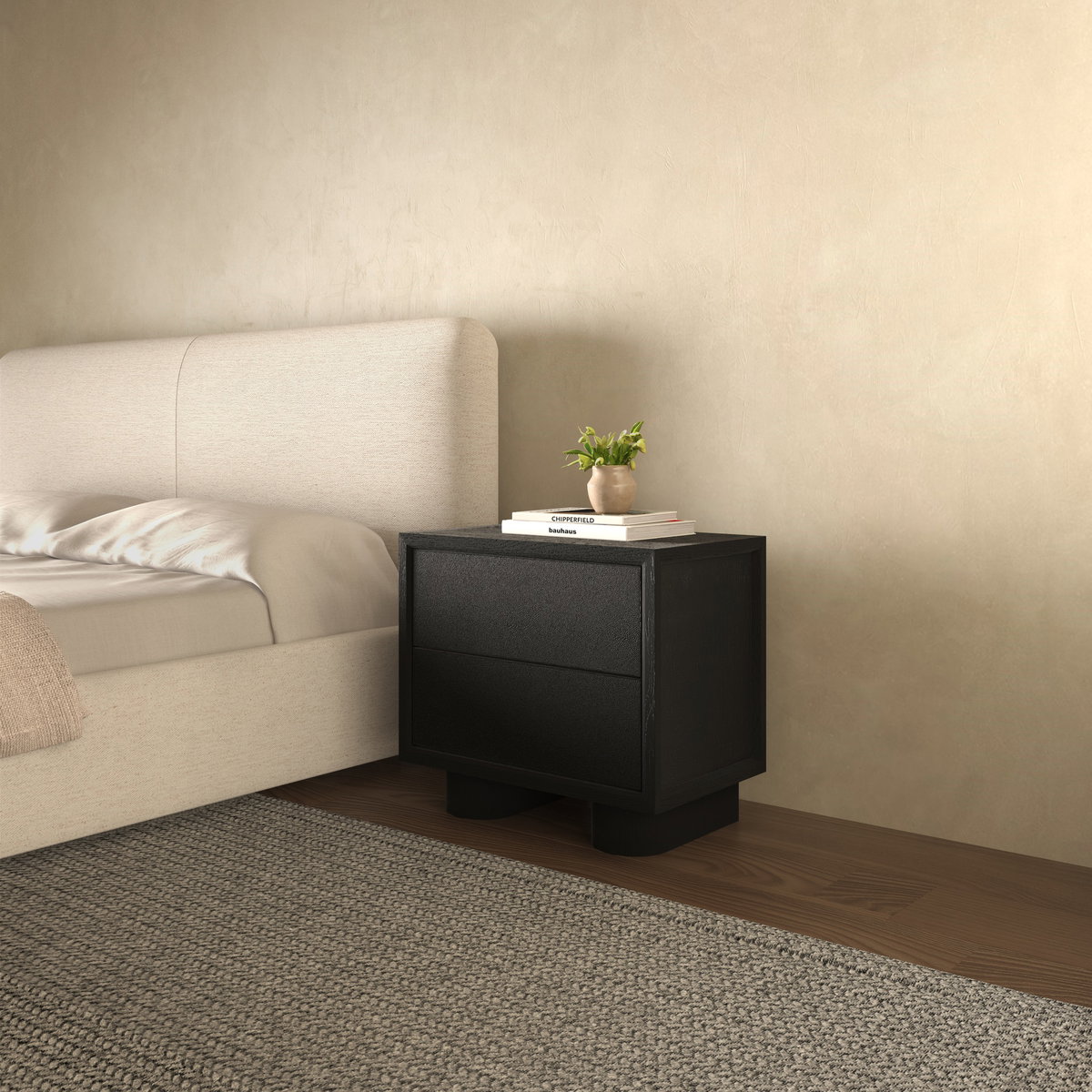 Marcelle Nightstand Black, by Moe's Home, 24" width x 21.63" height x 15" depth View 7