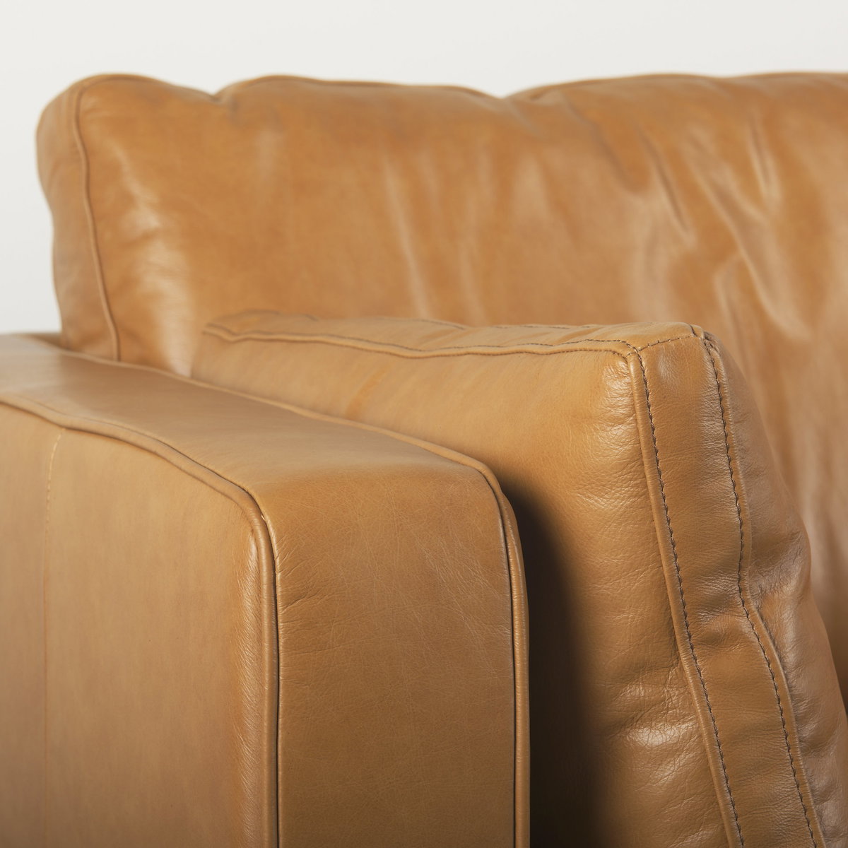 Elton   Tan Leather Sofa, Sofas & Sectional by Mercana, 87.8" length x 37.8" width x 34.65" height View 9