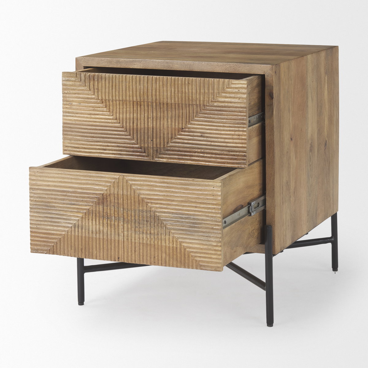 Cairo 22.0L x 22.0W x 26.0H Wood 2 Drawer Accent table, Side & End Table by Mercana, 22" length x 23.5" width x 26" height View 6