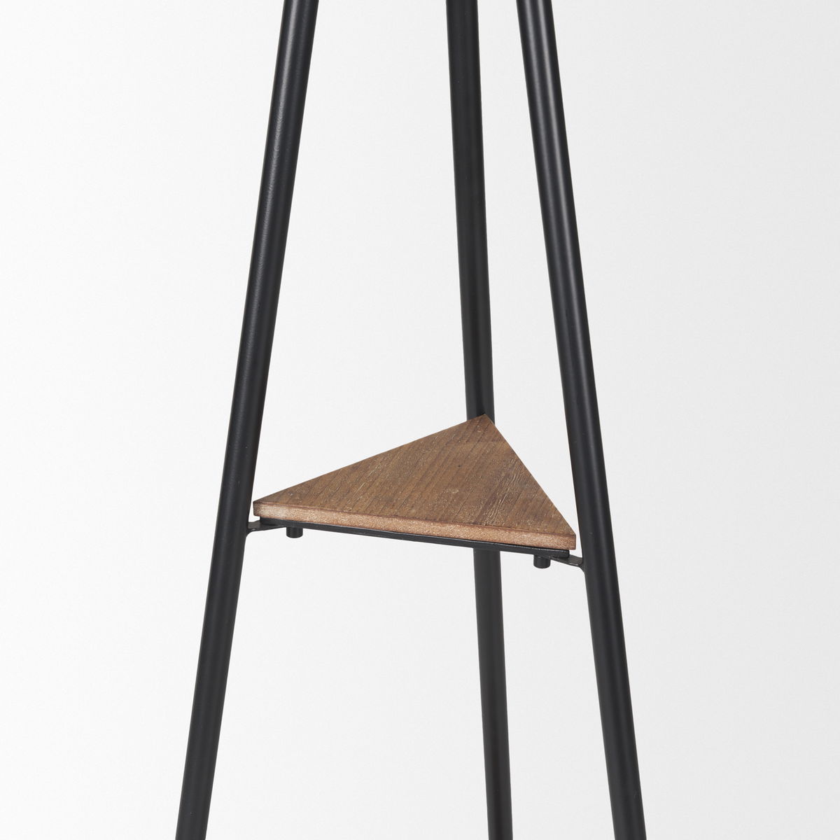 Everett Matte Black Metal with Two Wood Shelves Coat Rack, Stands, Racks & Hook by Mercana, 16.75" length x 16.75" width x 71" height View 6