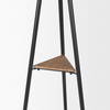 Everett Matte Black Metal with Two Wood Shelves Coat Rack, Stands, Racks & Hook by Mercana, 16.75" length x 16.75" width x 71" height thumbnail 6