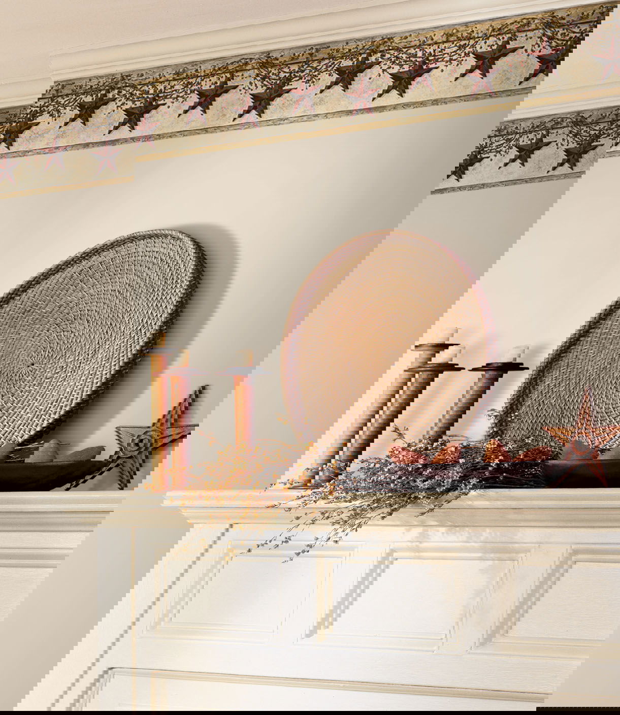 Hanging Star Off White & Khaki Border, Wallpaper by York Wall, 15' length x 9" width x 0.02" depth View 2