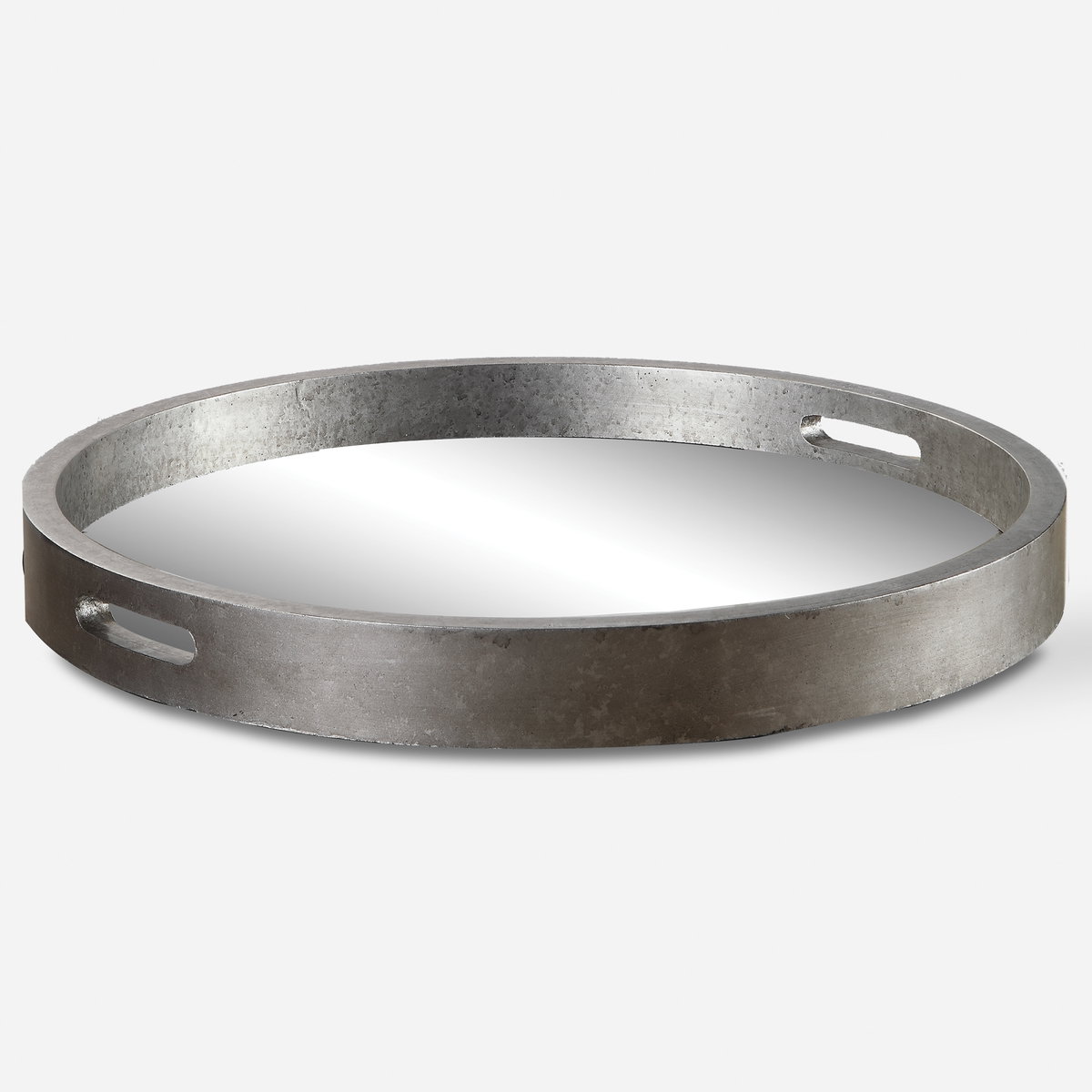 Bechet Round Silver Tray, Decorative Tray by Uttermost, 22.12" width x 2.37" height x 22.12" depth View 1