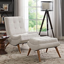 Online Designer Bedroom Ramp Upholstered Fabric Lounge Chair Set in Sand