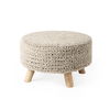 Bina   Light Gray 4 Legged Wool Stool, Ottoman by Mercana, 24" length x 24" width x 14" height thumbnail 1