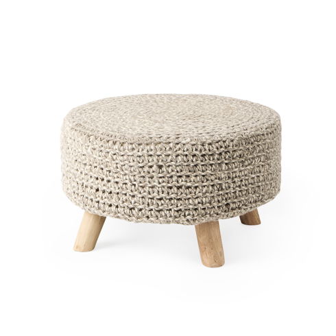 Bina Light Gray 4 Legged Wool Stool