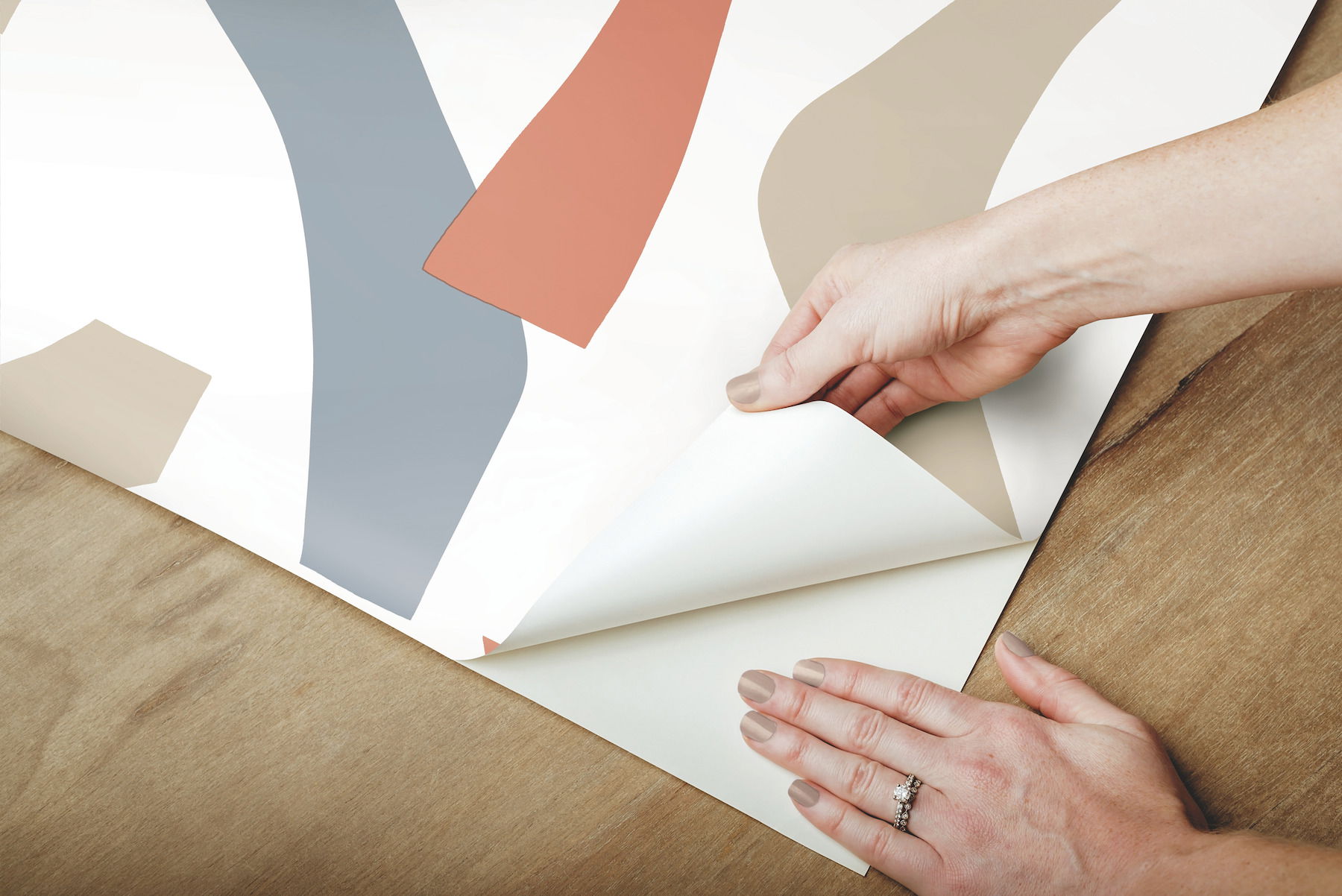 Modernist Coral & Blue Peel & Stick Wallpaper, by York Wall, 20' length x 1'8.5" width x 0.02" depth View 6