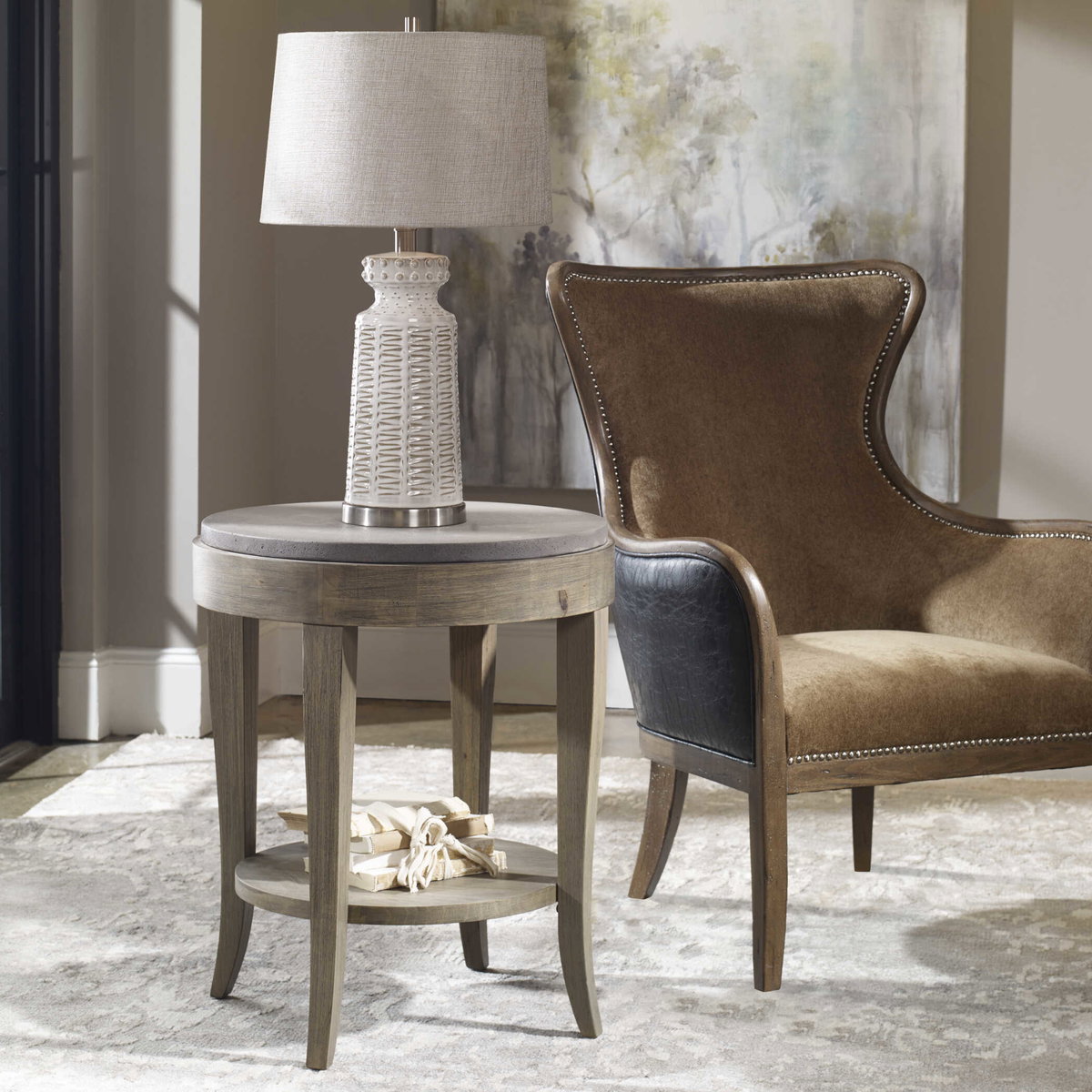Deka Round Side Table, Side & End Table by Uttermost, 24" width x 28.5" height x 24" depth View 2
