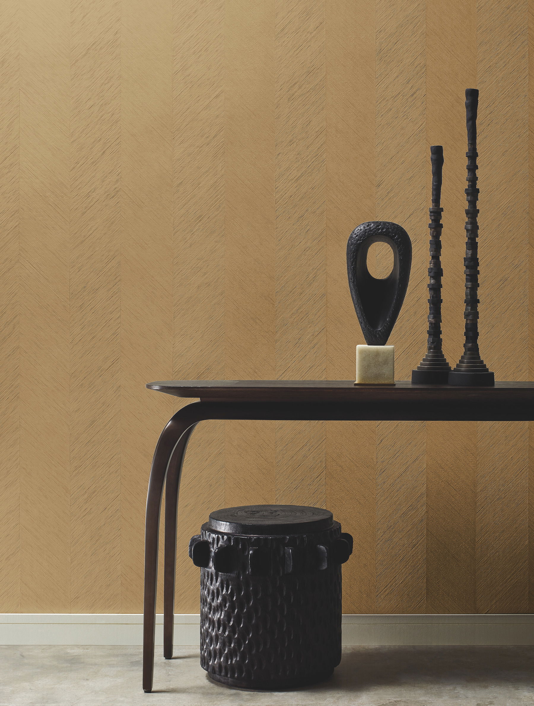 Chevron Beige Metallic Wallpaper large image 
