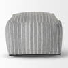 Kensie Large Blue Striped Pouf, Ottoman by Mercana, 14" length x 22" width x 22" height thumbnail 4