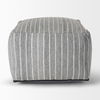 Kensie Large Blue Striped Pouf, Ottoman by Mercana, 14" length x 22" width x 22" height thumbnail 4